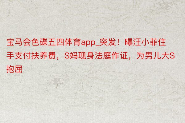 宝马会色碟五四体育app_突发！曝汪小菲住手支付扶养费，S妈现身法庭作证，为男儿大S抱屈