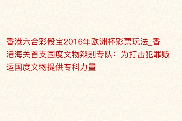 香港六合彩骰宝2016年欧洲杯彩票玩法_香港海关首支国度文物辩别专队：为打击犯罪贩运国度文物提供专科力量