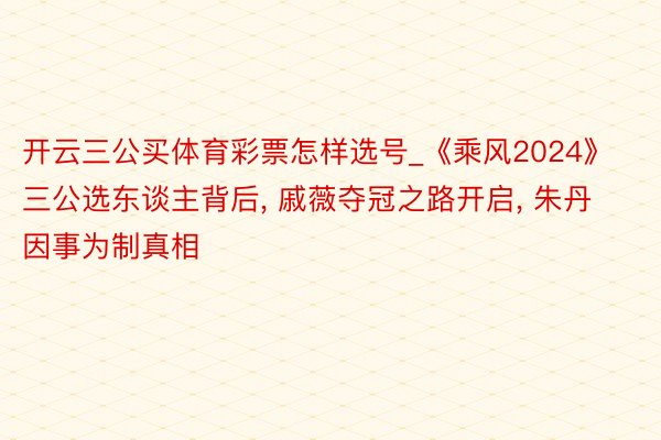 开云三公买体育彩票怎样选号_《乘风2024》三公选东谈主背后, 戚薇夺冠之路开启, 朱丹因事为制真相