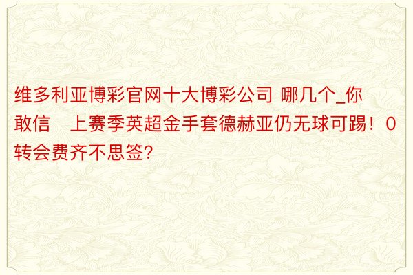 维多利亚博彩官网十大博彩公司 哪几个_你敢信❓上赛季英超金手套德赫亚仍无球可踢！0转会费齐不思签？