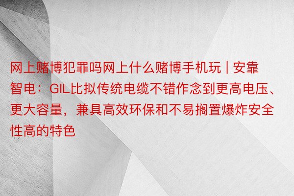 网上赌博犯罪吗网上什么赌博手机玩 | 安靠智电：GIL比拟传统电缆不错作念到更高电压、更大容量，兼具高效环保和不易搁置爆炸安全性高的特色